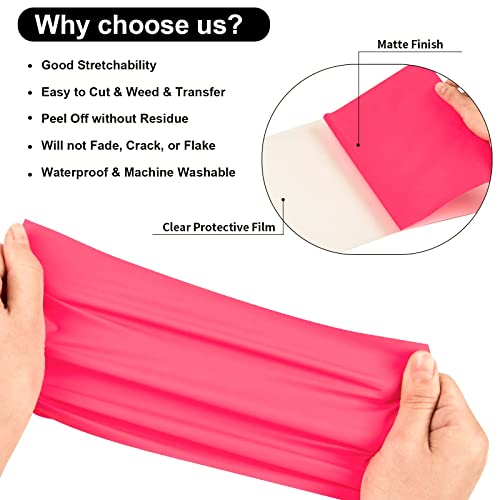 Image of Heat Transfer Vinyl Roll PU Neon Pink HTV 10 inch x5FT for T-Shirts
