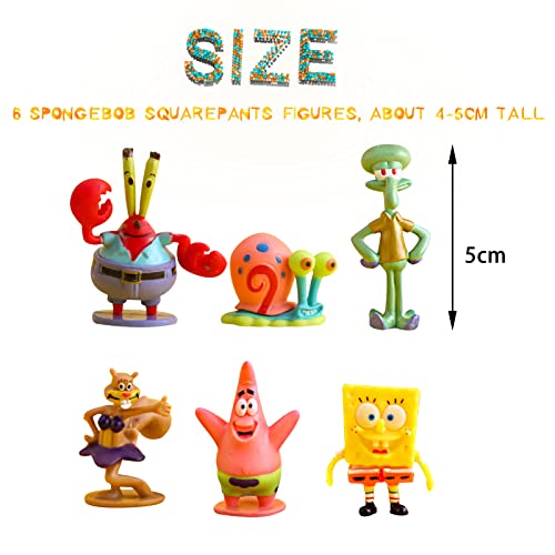 SpongeBob SquarePants Taarttoppers, SpongeBob Figuren Set, SpongeBob Taartdecoraties, Cupcaketoppers voor Kinderen… - Image 3