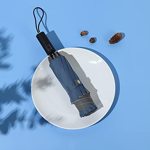 UV Protection Umbrella Automatic Umbrella Reverse Folding Business Umbrella with Reflective Strip Umbrellas Rain for Men Women Windproof Male Parasol Umbrellas for rain (Farbe : Haze Blue)