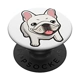 Cute Smiling French Bulldog - White PopSockets Adhesive PopGrip