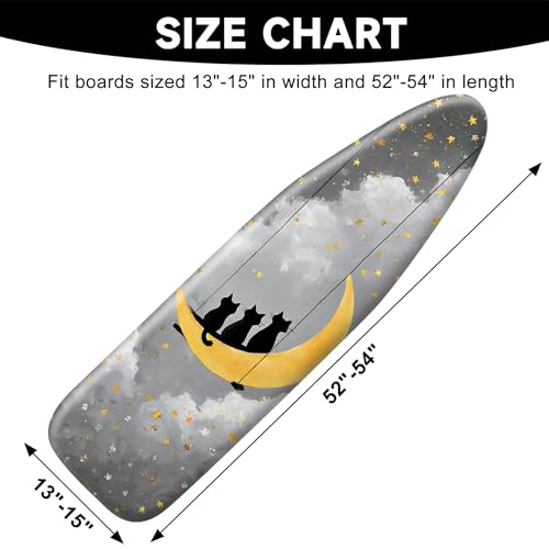 Image of Quick Install Ironing Board Cover 15 inch x 54 inch Ironing Board Cover with Nose Strap Pocket and Elastic Sides Anti-Slip and Heat-Resistant Stylish Home Ironing Board