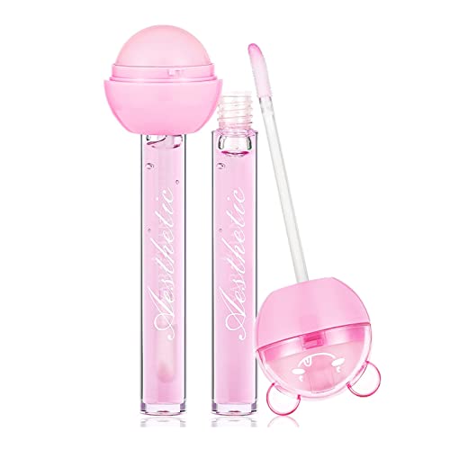 Cute Candy Lipgloss und Lip Balm Combo, Lollipop Chapstick und Lip Oil Fruit Flavor Farbwechselnder Lipgloss Feuchtigkeitsspendender Lippenstift Jelly Lip Glaze Getönt für die Lippenpflege