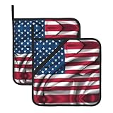 American Flag Printed potholders,2-Piece Oven potholder Set for countertop Cooking, Baking, microwaving, and Grilling