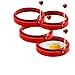 PROFESSIONAL Silicone Egg Ring- Pancake Breakfast Sandwiches - Benedict Eggs - Omelets and More Nonstick Mold Ring Round, Red (4-pack)