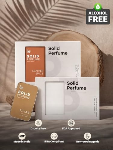 Image of EM5 Solid Perfume for Men Leather Spice & Texas | Spicy Floral Woody & Leather Fragrance | 100% Alcohol Free Pocket Cologne | Long Lasting Solid Perfume | Travel Friendly & Spill Proof | Luxury Gift for Him | 12g x 2