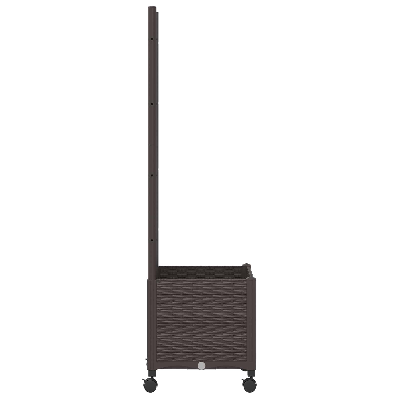 Pflanzkübel mit Spalier und Rädern Braun 40 x 40 x 146 cm wetterfester Gartenpflanzer für Balkone Terrassen und Gärten, ideal für Kräuter, Gemüse, Blumen