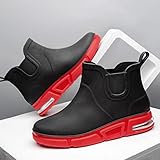 レインブーツ ショート krains339 42(26cm) ブラック×レッド