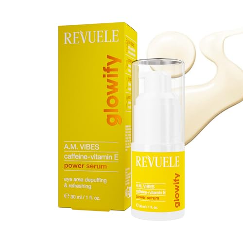 Revuele A.M. Vibes Power Sérum à la caféine et à la vitamine E - Sérum facial revitalisant contre la fatigue, réduit les cernes et les gonflements,...