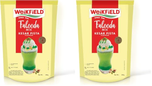 Image of Weikfield Falooda Mix 200 g Pouch | Kesar Pista Flavoured | Rich, Smooth & Creamy Texture | Delicious & Refreshing Taste | Authentic Taste | Instant Falooda Mix (Pack of 2)