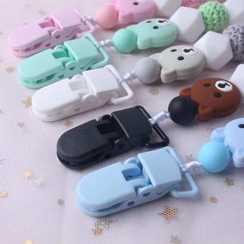 Image of 20-Pack Pacifier Clip Replacement Ends - BPA-Free Plastic Fasteners for DIY Baby Crafts, Sewing Bibs & Blankets Straps (3 /4 Inch, 10 Color)