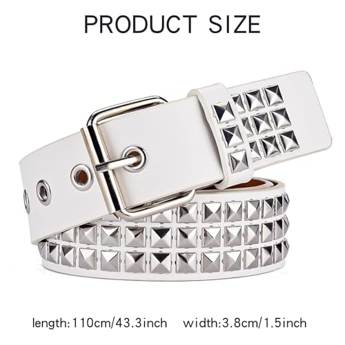 Image of Studded Belt, Metal Punk Rock Rivet Belt with Bright Pyramid Studded for Women Men