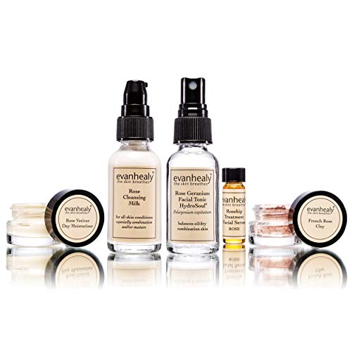 evanhealy Balancing Ritual | Rose Skin Care Set | 5 Piece Travel Face Care Kit for Combination Skin | Skincare Kit with Facial Mask & Gentle Skin Cleanser | Harmonize Oil Imbalance