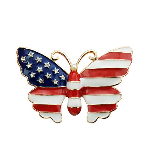 Image of YOQUCOL USA Flag Womens Brooch Pin American Patriotic Enamel Brooches for Women Dress Accessories