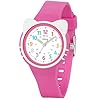 Juboos Orologio analogico per bambini e bambine, impermeabile fino a 3 atm, con gatto, facile da leggere, Viola, orologio gatto bambini (Rosso rosa)