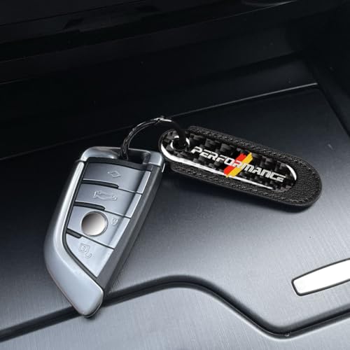 Image of muekzru Carbon Fiber Leather Set Car Keychain,Universal keychain Fashion Sports Keychains Keyring Business Gift Birthday