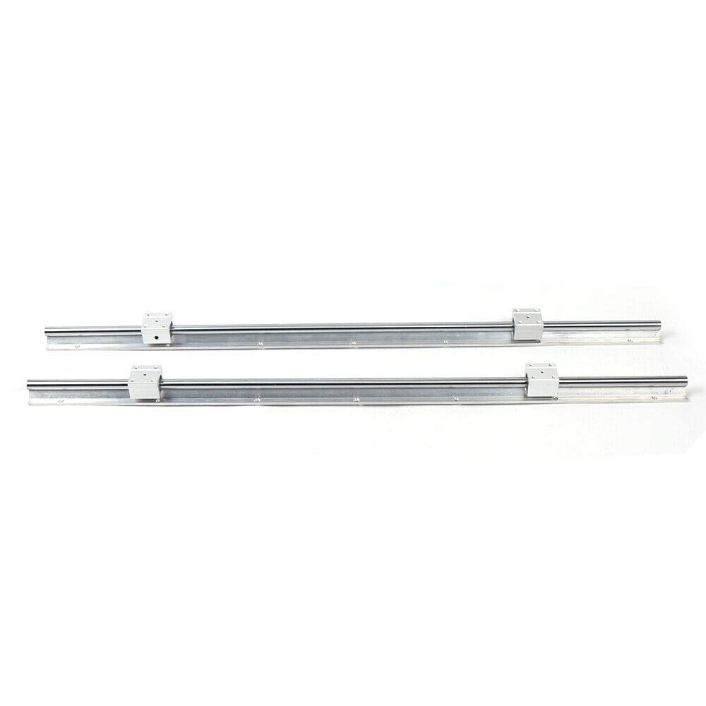 Kaibrite Lot de 2 rails linéaires SBR16 - Rail de guidage linéaire - Avec 4 blocs coulissants SBR16UU (1500 mm) - Argenté - Métal