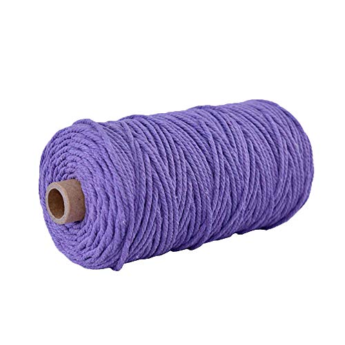Purple Natural Macrame Rope 2mm/100 Meters Twisted Cotton Rope Twisted Cotton Cord for Wall Hanging,Plant Hangers,Crafts,Knitting,Decorative Projects