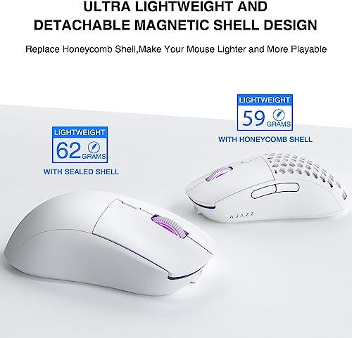 AJAZZ Mouse para jogos sem fio AJ199, micro interruptor Huanuo ultra leve de 59 G - sensor PAW3395 d