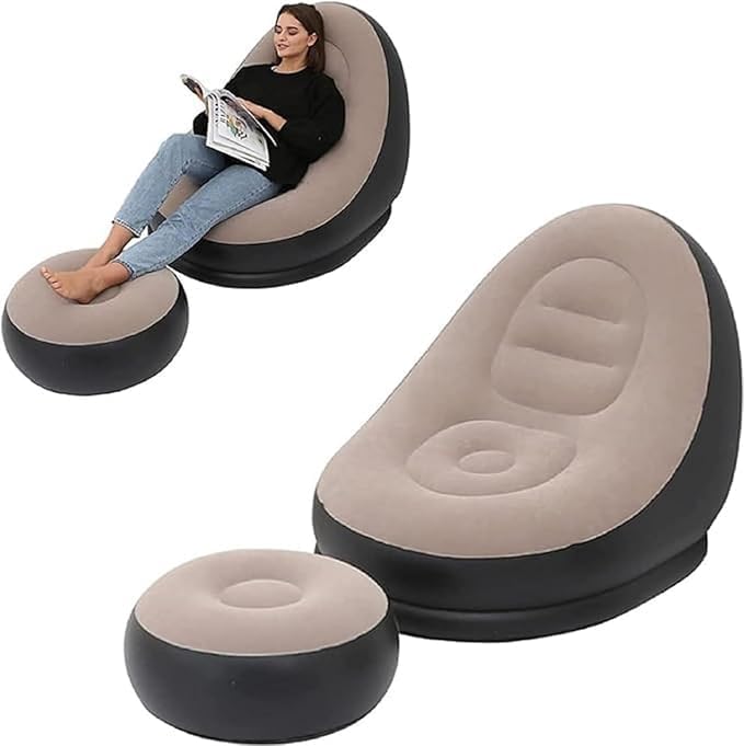 Sakar Lounge Chair Set Portable Recliner with Air Pump, Outdoor Folding Lounger Lazy Couch 1