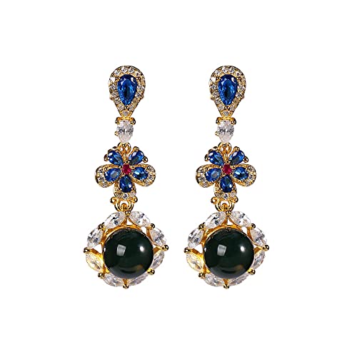 Boucles d'oreilles fleurs zircon bleu en argent sterling anti irritation pour peau sensible