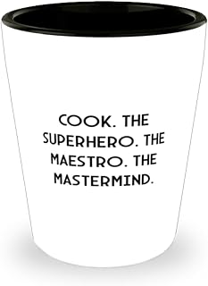 Cook. The Superhero. The Maestro. The Mastermind. Shot Glass, Cook Present From Coworkers, Cute Ceramic Cup For Coworkers, Inexpensive cook gifts, Affordable cook gifts, Budget cook gifts, Cheap