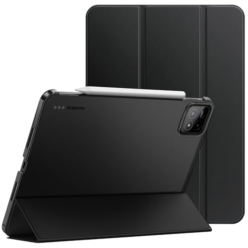 JETech Funda para Xiaomi Pad 7/7 Pro (11,2 Pulgadas, 2025 Modelo), Carcasa Slim Translúcida Respaldo Trifold Soporte Protectora Tableta con Auto-Sueño/Estela (Negro)