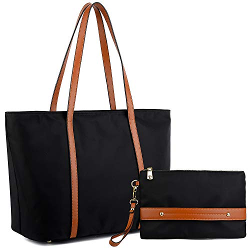 Yaluxe Women's Oxford Nylon Large Capacity Work Tote Shoulder Bag Black #TOP6