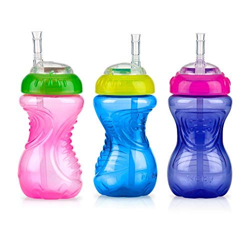 Nuby 3 Piece Girl No-Spill Cup With Flex Straw, 10 Ounce #TOP8