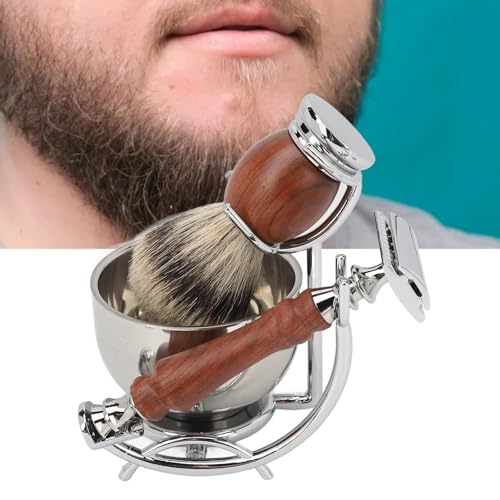 4 in 1 Men's Shaving Set, Shaving Brush and Bowl Shaving Brush Set, Men's Old Fashioned Razors Set Beard Care Set, Beard Brush Beard Trimmer Trimming Soap Bowl Beard Trimmer Stand - Image 5