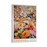 GQVCJSW Póster artístico de viaje con diseño de mercado de flores de Córdoba, para decoración de pared, pinturas para sala de estar, dormitorio, 30 x 45 cm
