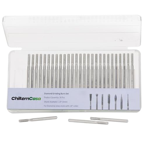 ChilternCasa ダイヤモンドドリルビットセット ロータリーバリツール タイル ガラス 宝石製作用 ドレメルドリルビットに対応 2.5mmドリルビットセット 3mmシャンク 30個パック