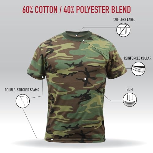 Image of Rothco Camo T-Shirt | Men's Short Sleeve Camouflage Crew Neck Base Layer Rugged Outdoor Hiking Workout Gym Tee Shirt