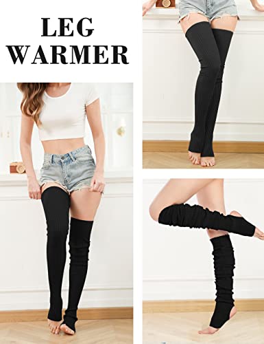 v28 Women Girls Thigh High Neon Ribbed Long 80s 90s Party Skating Leg Warmers4