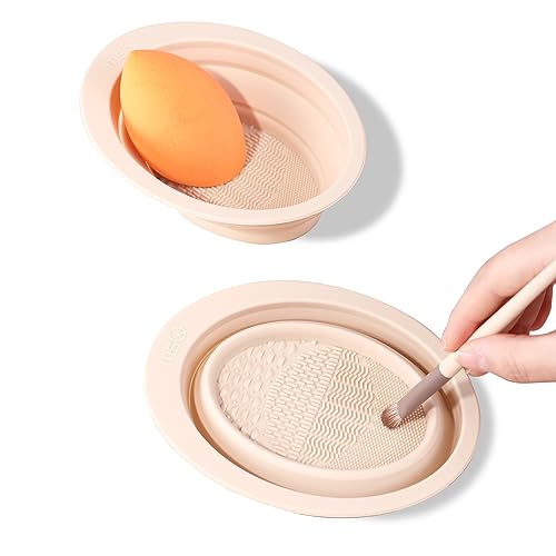 MSQ Faltbare Silikon Make up Pinsel Reinigungspad, Schüssel, tragbare Matte, Schrubber, Reinigungswerkzeug für Silikon Make Up Pinsel Reinigungsmatte