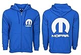 JH Design Men's Royal Mopar Logo Hoodie Zip up sweatshirt (X-Large, AP22-blue)