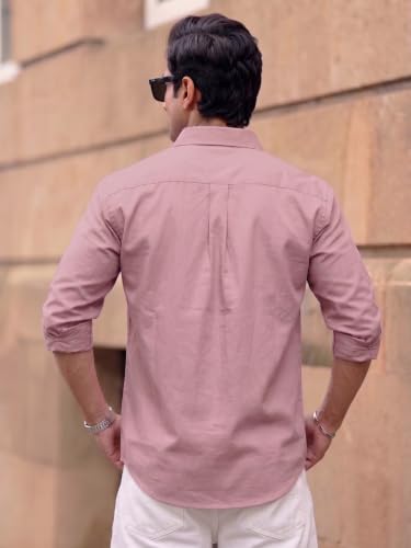 Image of Men's Brown Solid Full Sleeve Casual Shirt with Chest Pocket