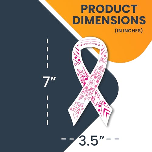 Image of Magnet Me Up Breast Cancer Awareness Pink Mandala Ribbon Magnet Decal, 3.5x7 Inches, 2 Pack Magnet for Car Truck SUV, Stick to Any Magnetic Surface, Showing Support or Fundraising, Crafted in USA