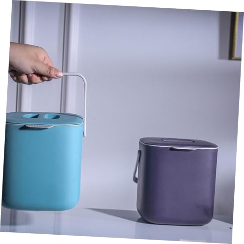 Caneca de basura plástica portátil para cocina con tapa miniatura 6