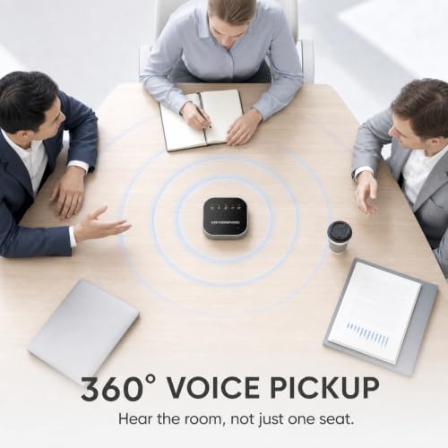 Image of Bluetooth Conference Speaker and Microphone, Bluetooth Speakerphone for Small Meeting Room,Wireless Conference Speaker 360Voice Pick up with Noise Cancellation Mics for Computer /Laptop