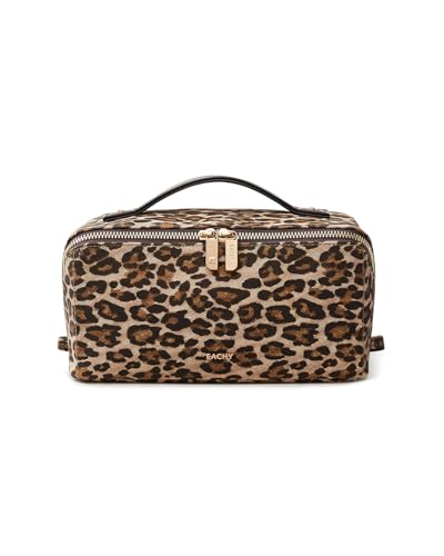 Image of EACHY Travel Makeup Bag, Large Capacity Cosmetic Bag for Women, Waterproof PU Leather, Flat Open Portable Toiletry Bag for Skincare, Brushes & Travel Essentials