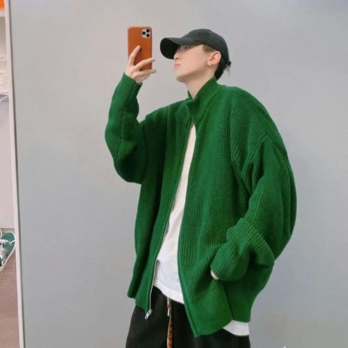 Knit Sweater Collared Cardigan Zipper Men's Clothing Zip-up Casual Korean Autumn Spring Clothes4
