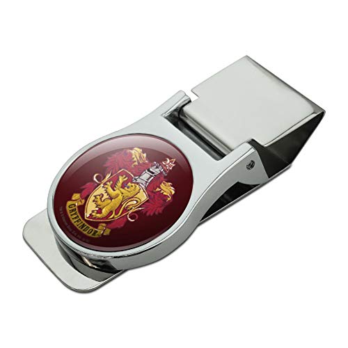 Harry Potter Gryffindor Painted Crest Satin Chrome Plated Metal Money Clip