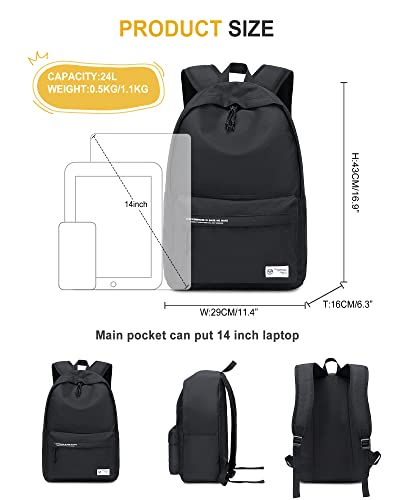 Boxsam Lightweight Bookbag For Men Women, Classic Basic Backpack For College Travel Work For Girls Boys, Waterproof Daily Bag Casual Backpack #TOP3