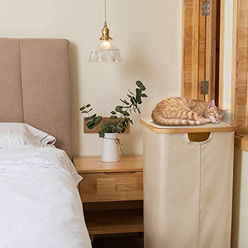 Yamagahome Laundry Basket With Lid, 100L Large Laundry Collector Storage Basket With 2 Removable Washable Laundry Bags, Foldable Big Laundry Sorter Made Of Bamboo And Oxford Fabric For Bedrooms #TOP5