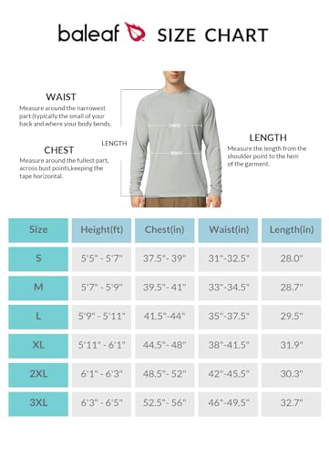 Baleaf BALEAFAGA0020338417MA Men'S Rash Guard Shirts Fishing Long Sleeve Uv Sun Protection Spf T-Shirts Upf 50+ Lightweight Beach Gray Size L thumb #5
