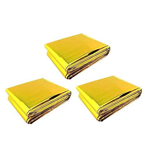 Abaodam 3Pcs Emergency Thermal Blankets Gold Silver Double Sided Safety Blankets for Outdoor Aid and Camping Lightweight Reflective Foil