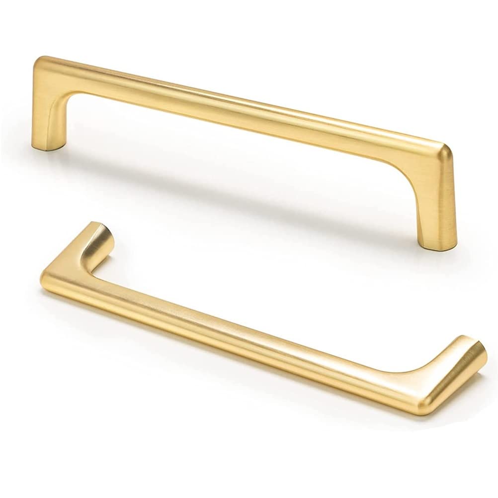 ANSIEDIO 2 Pieces Kitchen Cabinet Handles Hole Distance 224mm Brushed Brass Cupboard Handles Drawer Handles Zinc Alloy Wardrobe Handles