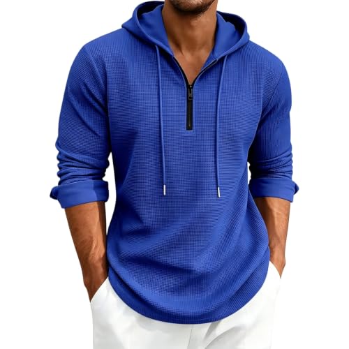 Sudadera anti UV hombre con capucha de punto casual transpirable manga larga azul XXXL
