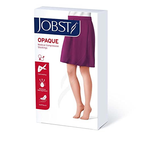 Image of JOBST Opaque Compression Stockings, 15-20 mmHg, Thigh High, Silicone Dot Band, Closed Toe