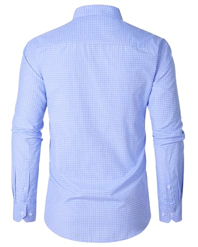 J.VER Dress Shirts for Men Cotton Long Sleeve Button Down Shirt Business Casual Classic Plaid Tops with Pocket2